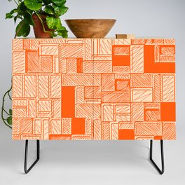 Sketchy Orange Bricks Pattern Design Credenza