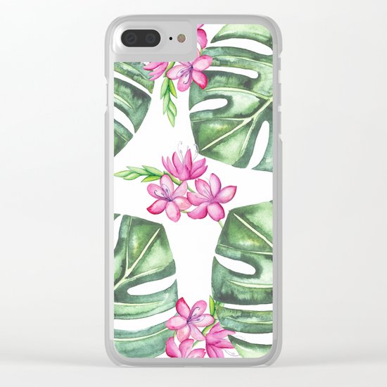 Tropical Flowers And Monstera #society6 Clear iPhone Case