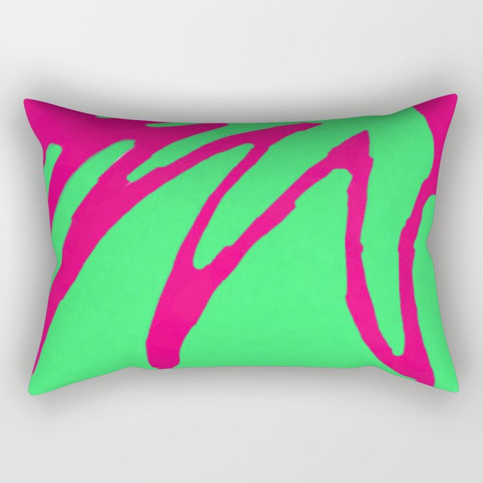 Green Pink Pattern Rectangular Pillow