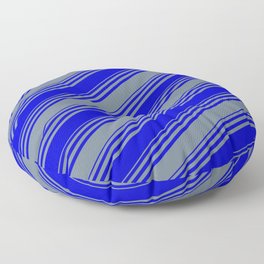 [ Thumbnail: Blue & Slate Gray Colored Stripes Pattern Floor Pillow ]