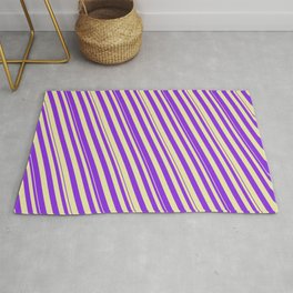 [ Thumbnail: Purple and Pale Goldenrod Colored Striped/Lined Pattern Rug ]
