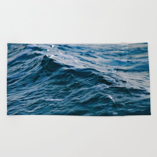 Blue Ocean Waves Beach Towel