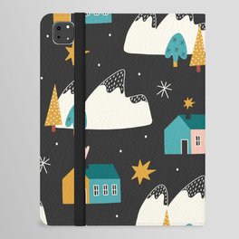 Winter Houses Christmas Pattern Mountains, Tree, Mountains iPad Folio Case