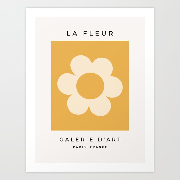 La Fleur | 07 - Retro Floral Print Yellow Aesthetic Boho Decor Abstract Flower Art Print