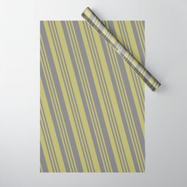 [ Thumbnail: Gray and Dark Khaki Colored Lines Pattern Wrapping Paper ]
