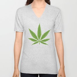 Hand drawn marijuana leaves V Neck T Shirt