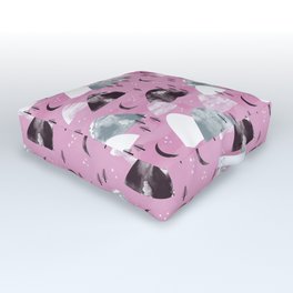 Mountain Landscape Forest Moon Night Hills Pink Watercolor Outdoor Floor Cushion