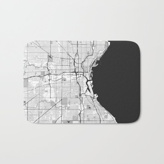 Milwaukee Map Gray Bath Mat