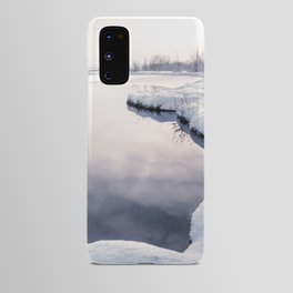 Winter Iceland blue reflection lake | Snow wonderland Thingvellir landscape photography Android Case