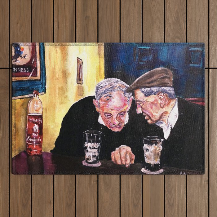 Two Pints of Stout in the Pub Outdoor Rug