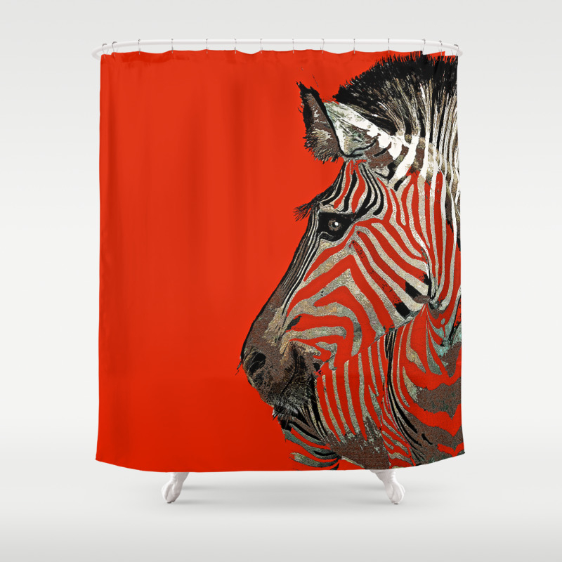 red zebra shower curtain