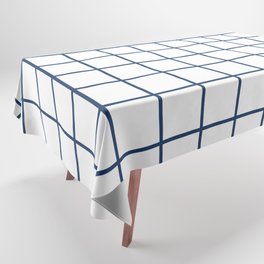 Grid Pattern Navy Blue Tablecloth