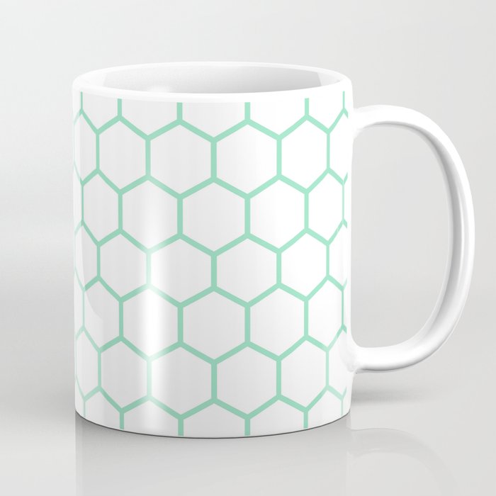 Honeycomb (Mint & White Pattern) Coffee Mug