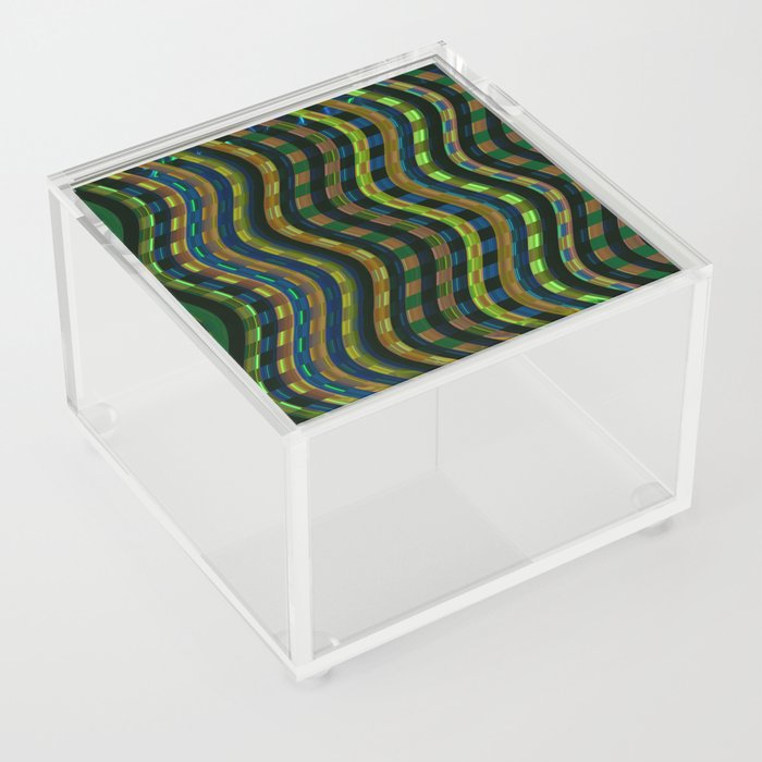 Green Wave Abstract Pattern Acrylic Box