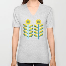 SUNFLOWERS AND SUPPORT FOR UKRAINE V Neck T Shirt