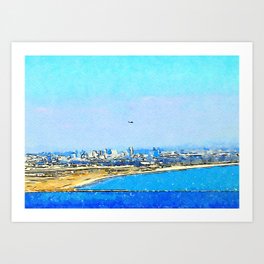 Point Loma San Diego Art Print | Water, Sandiego, Runway, Sandiegobay, Bluesky, Sandiegoskyline, Pointloma, Pacificocean, Northislandnas, Bluewater 