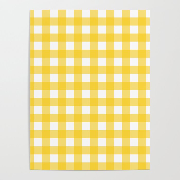 White & Yellow Gingham Pattern Poster