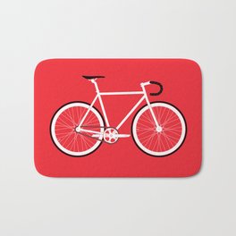 Red Fixed Gear Bike Bath Mat | Vector, Illustration, Fixedgearbike, Bicycle, Bike, Cycling, Popart, Digital, Roadbike, Graphicdesign 