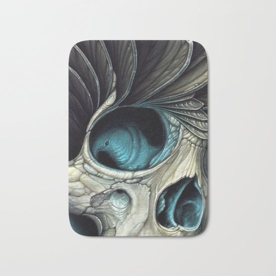 Abstract Skull & Feather Painting - Skull Art Bath Mat