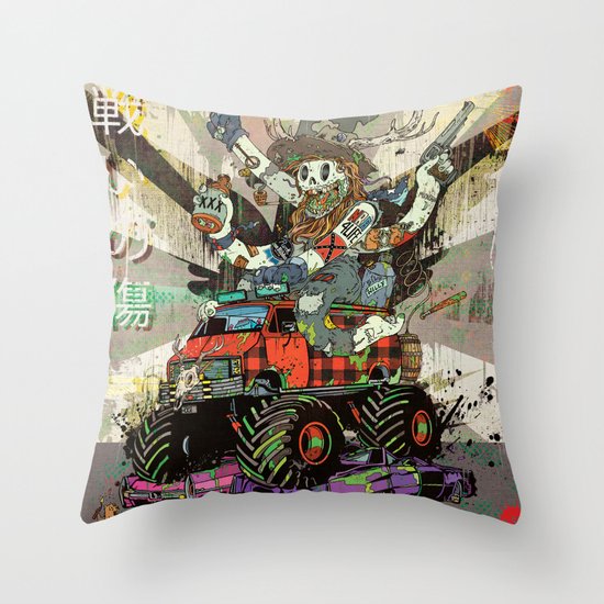 Battlescar Biggles Throw Pillow