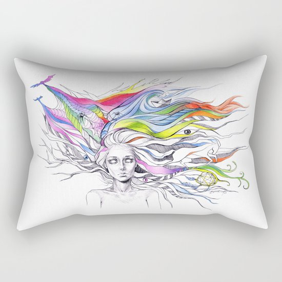 Dreams are made winding through her hair Rectangular Pillow