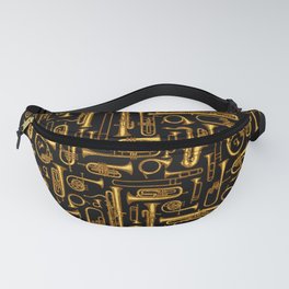 Horns Vintage Brass Player Musical Instruments Pattern GOLD Fanny Pack