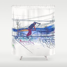 Spinning the Deck - Trick Scooter Sports Art Shower Curtain