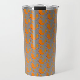 Orange butterflies pattern on grey background Travel Mug