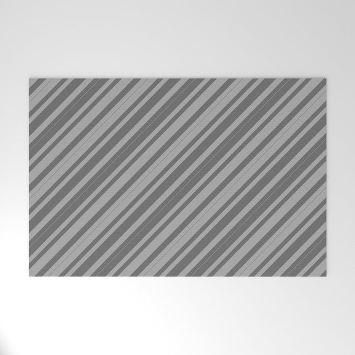 Dark Grey and Dim Grey Colored Lined/Striped Pattern Welcome Mat