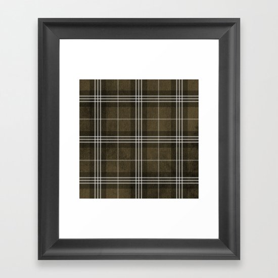 Grungy Brown Plaid Framed Art Print