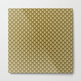 Gleaming Gold Leaf Scalloped Scale Pattern Metal Print