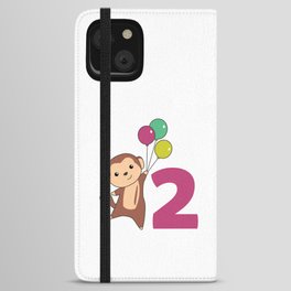 Monkey Second Birthday Balloons For Kids iPhone Wallet Case
