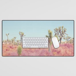 Surreal Pink Desert - Joshua Tree Landscape Photography Desk Mat