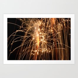 Fireworks Art Print | Wisconsin, Celebrate, Usa, Fireworks, Photo, America, Yellow, Black, Night, Americana 