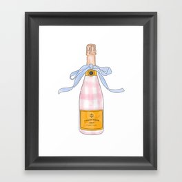 Pink Gingham Preppy Painted Champagne Bottle Framed Art Print