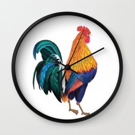 Year of the Rooster Wall Clock | Bird, Other, Farm, Painting, Digital, Cock, Watercolor, Expressionism, Rooster, Farmanimal 