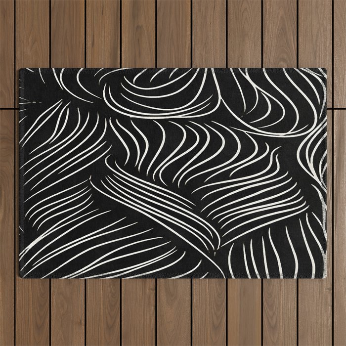 Abstract Lines - Tussled Hair TopKnot Outdoor Rug