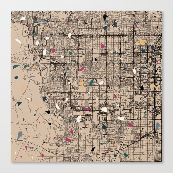 Spring Valley - Terrazo Map Design - USA City Canvas Print