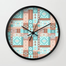 Geometric pattern  with ethnic ornaments. Wall Clock