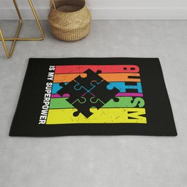 Autism Is My Superpower Colorful Puzzle Area & Throw Rug