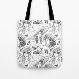 Goth girl with mushrooms hat Tote Bag