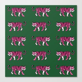 Tiger Pattern (pink/green) Canvas Print