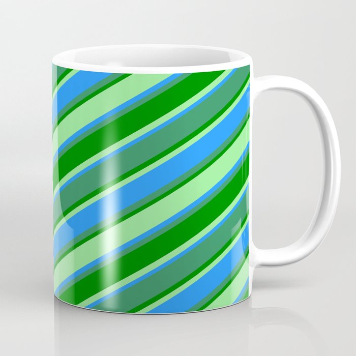Light Green, Blue, Sea Green, and Green Colored Stripes Pattern Coffee Mug