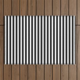 Small White and Jet Black Cabana Beach Perforated Stripes Outdoor Rug