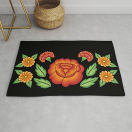 Mexican Folk Pattern – Tehuantepec Huipil flower embroidery Rug