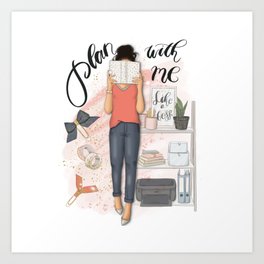 Plan With Me Art Print | Traveler, Quote, Writing, Strategy, Woman, Thinking, Business, Calligraphy, Vacation, Graphicdesign 