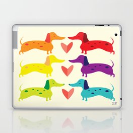 Rainbow Doxie Love Laptop Skin