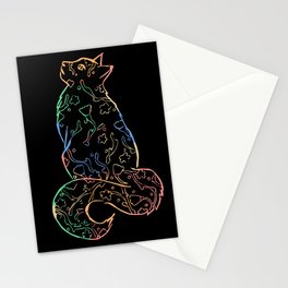 Colorful Floral Cat Stationery Cards