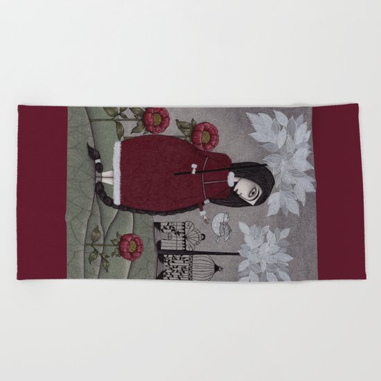 Winterbird, or Hope is a Thing With Feathers Beach Towel