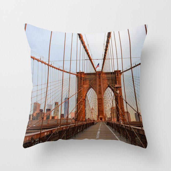 Brooklyn Bridge Sunrise Throw Pillow